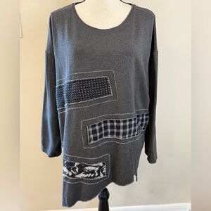 Xiao gray patchwork chunky sweatshirt sweater SZ LG
